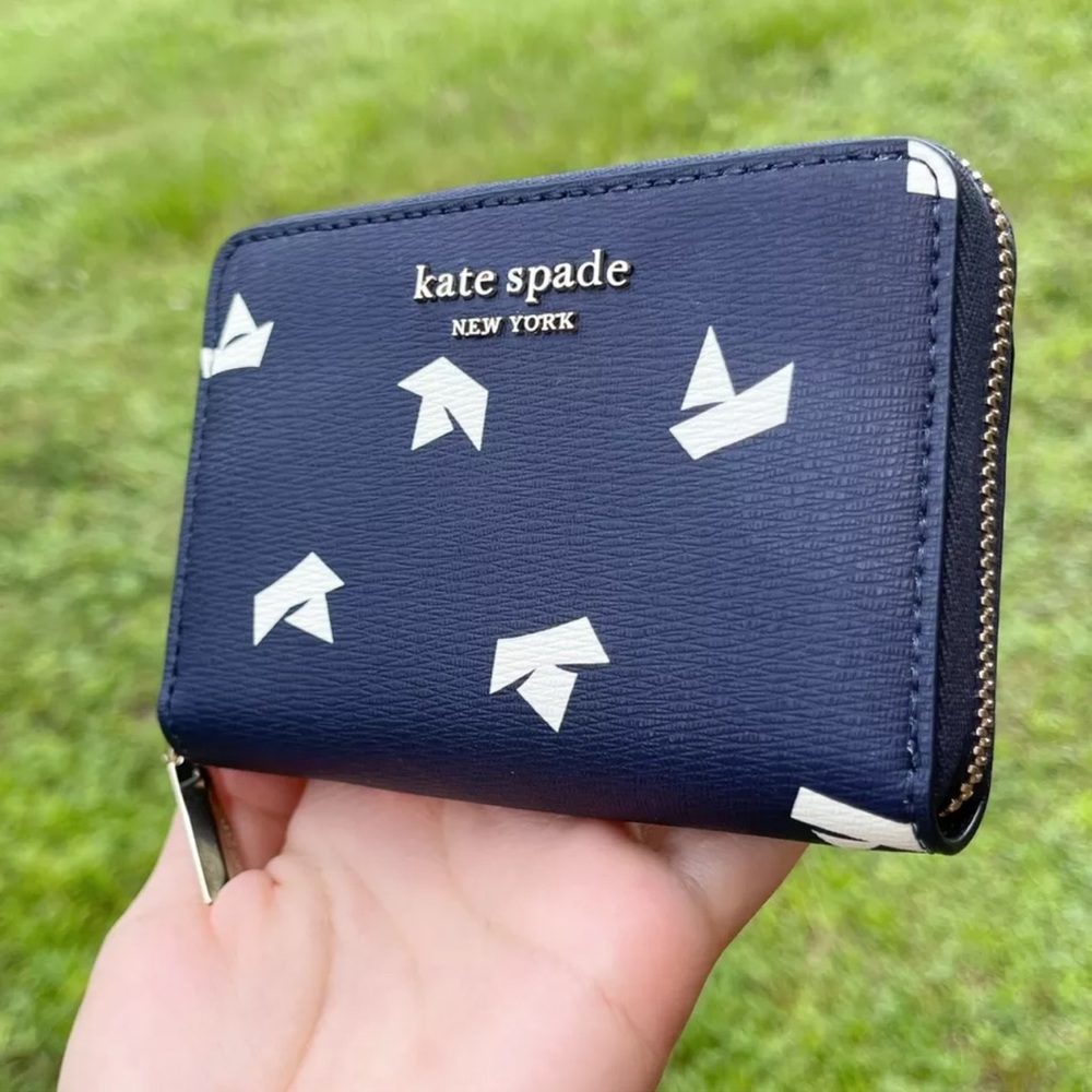 Kate Spade Spencer Paper Boats Zip Cardholder Card Case Wallet - Picture 2 of 5